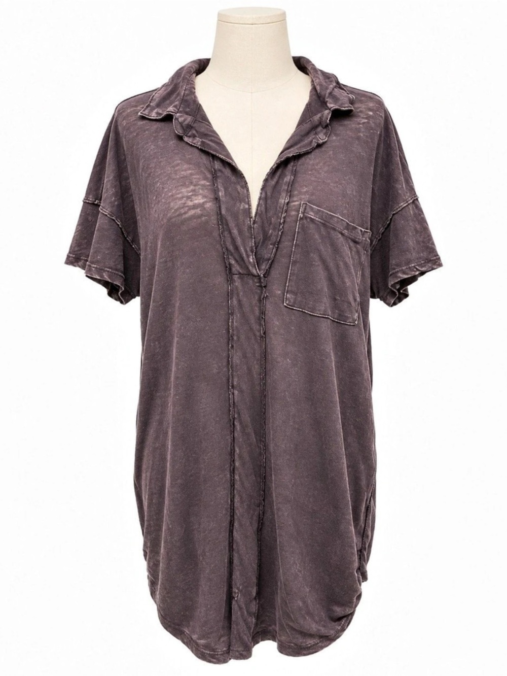 Free People We The Free Purple Linen Cotton Oversized Button Down Tunic M